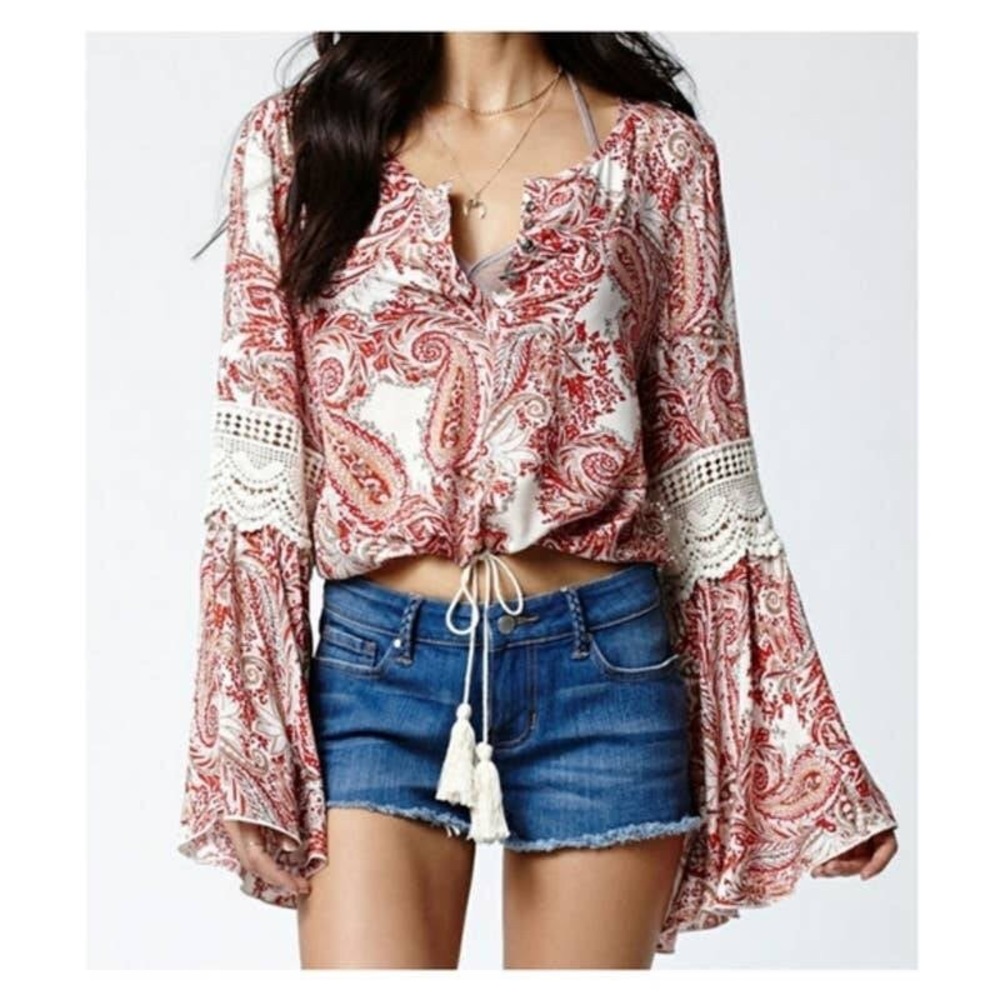 Kendall & Kylie Boho Cropped Shirt